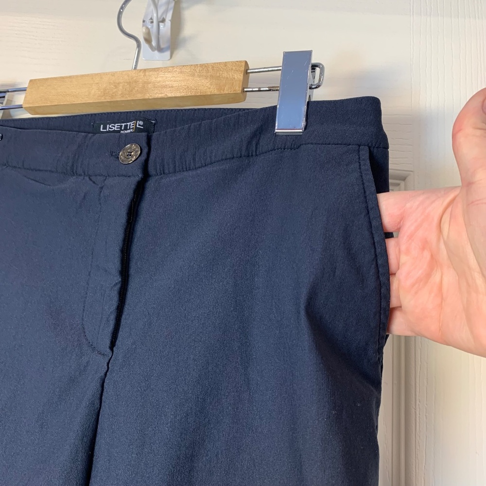 Lisette L Montréal Navy Comfort Pant Pull-On Slim Leg Size 6 Made in Canada Work - Picture 4 of 8